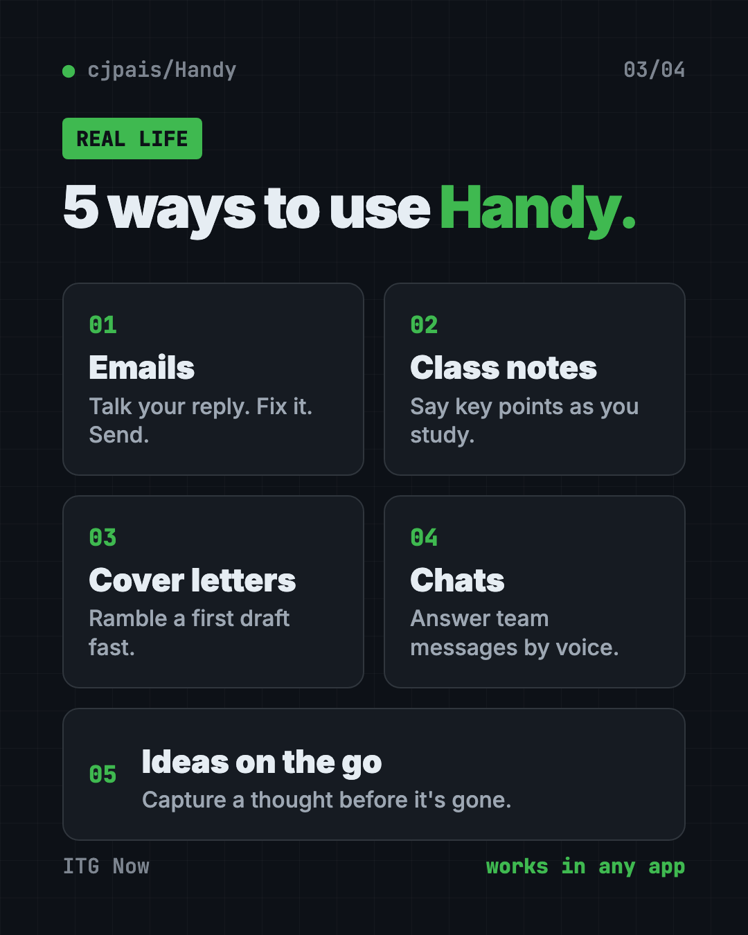 5 ways to use Handy voice typing: reply to emails, class notes, cover letters, team chats and quick ideas