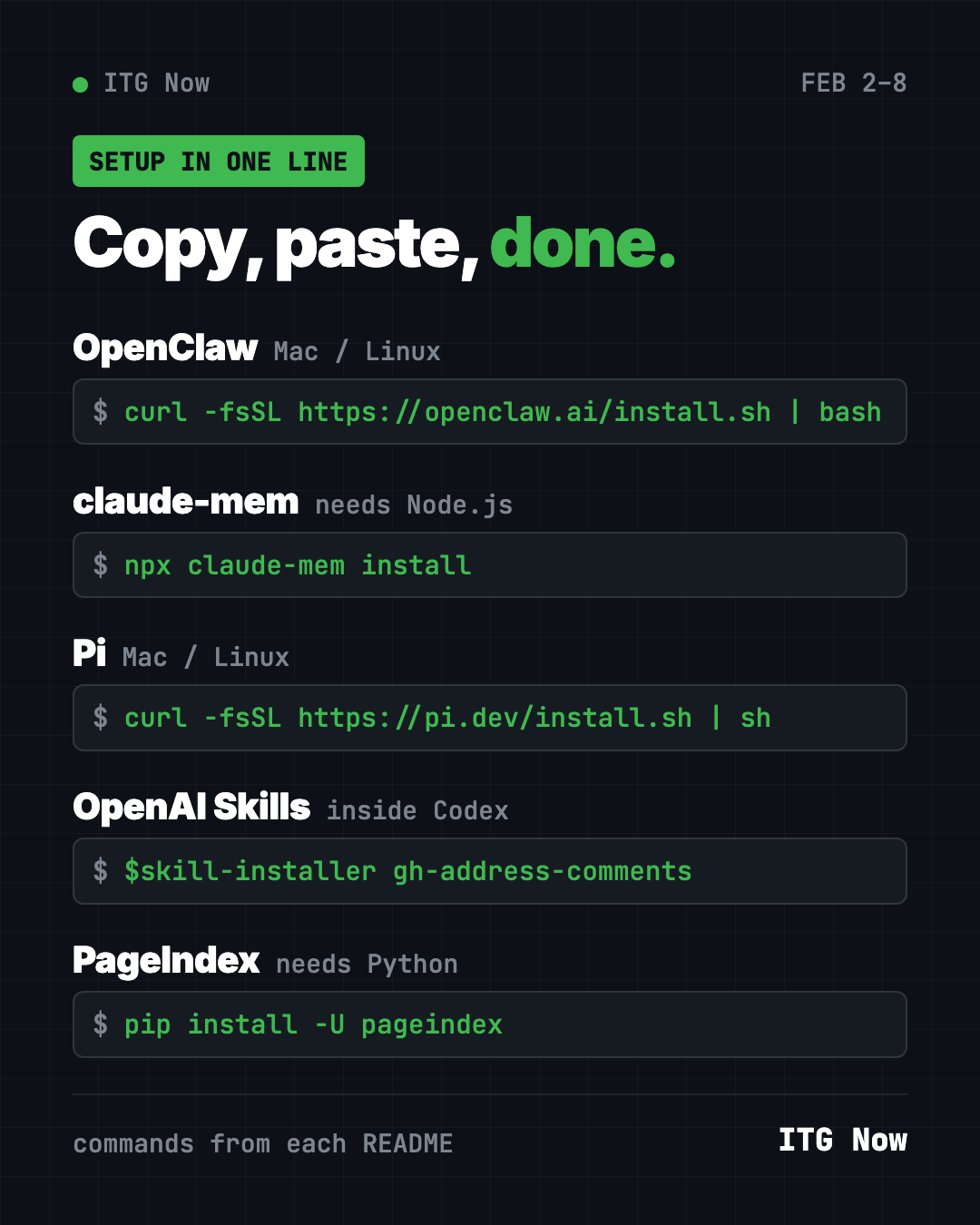 Copy, paste, done: setup commands for the trending GitHub projects of February 2 to 8, 2026, from OpenClaw to PageIndex